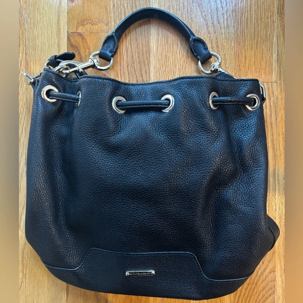 Rebecca Minkoff Black Leather Fiona Bucket Bag - Picture 3 of 9